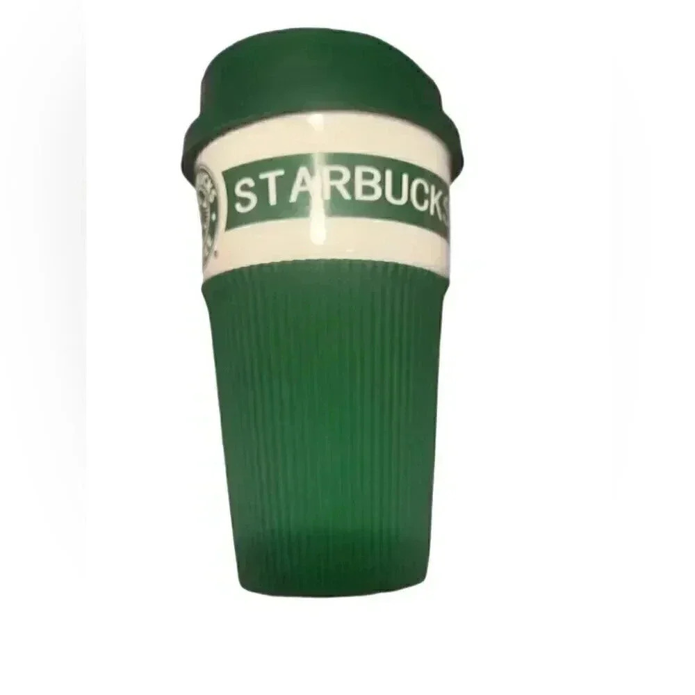 Starbucks green trendy stylish collector rubber lid ceramic eco green coffee mug